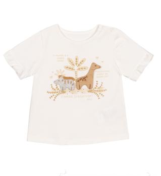 Imagem de Conjunto Infantil Blusa e Shorts Nini & Bambini Girafa Offwhite