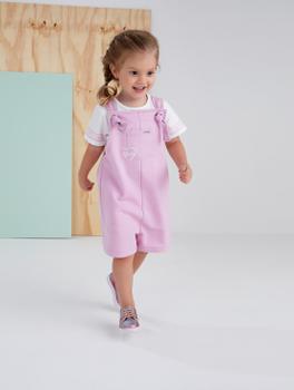 Imagem de Conjunto Infantil  Camiseta e Jardineira Nini & Bambini Rosa e Offwhite