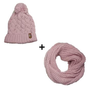 Imagem de Conjunto Kit Touca Pompom E Cachecol Liso Gola Infinita De Lã Tricot Elegante Para Frio Blogueira 