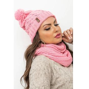 Imagem de Conjunto Kit Touca Pompom E Cachecol Liso Gola Infinita De Lã Tricot Elegante Para Frio Blogueira 