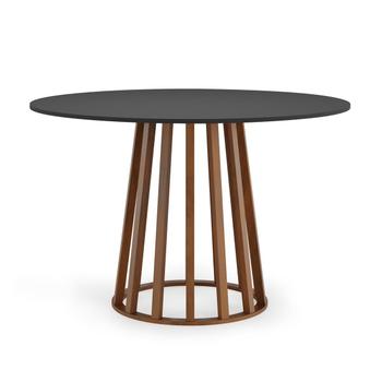 Imagem de Conjunto Mesa de Jantar Redonda Talia Amadeirada Preta 120cm com 6 Cadeiras Gruvyer - Cinza