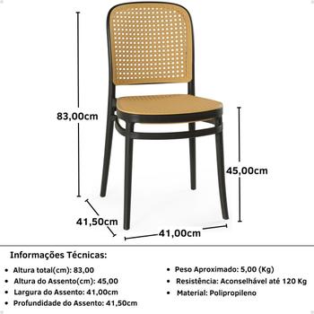 Imagem de Conjunto Mesa de Jantar Redonda Talia Branca Amadeirada 120cm com 6 Cadeiras Roma - Preto