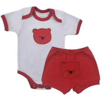 Imagem de Conjunto Roupa Bebê Menina Menino Body e Short Tapa Fralda Ursinho