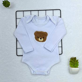 Imagem de Conjunto Roupa de Frio Bebe Menino Body Ursinho Manga Longa com Blusa e Calça Moletinho Peluciado Inverno