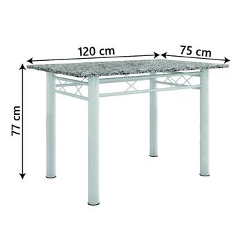 Imagem de Conjunto Sala De Jantar Mesa Tampo Granito 1,20m Com 4 Cadeiras Isis Branco / Floral Artefamol