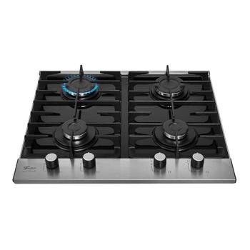 Imagem de Cooktop a Gás Fischer 4 Bocas Platinium com Trempe de ferro fundido Mesa Vidro 33800-92121 Bivolt