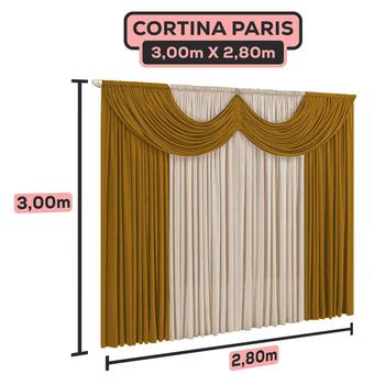 Imagem de Cortina 3 Metros Pra Quarto Sala Janela em Tecido Paris Malha Gel 3,00 x 2,80