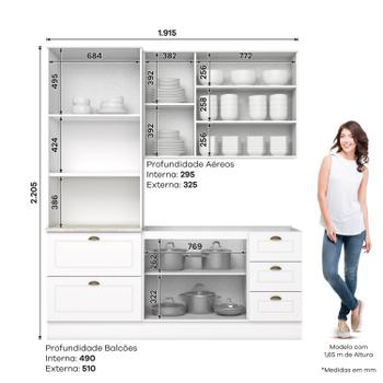 Imagem de Cozinha Completa 3 Peças 100% MDF com Torre Quente Americana Branco HP