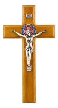 Imagem de Crucifixo De Madeira P/ Parede Jesus Cruz Crucificado 21cm