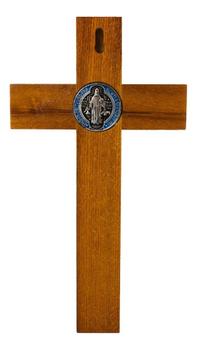Imagem de Crucifixo De Madeira P/ Parede Jesus Cruz Crucificado 21cm