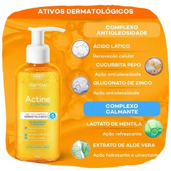 Imagem de Darrow Actine Oil Control Gel de Limpeza Vitamina B5 Acido Glicolico Pele Oleosa Mista