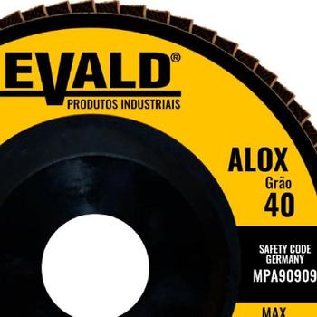Imagem de Disco de Lixa Flap 4.1/2 POL 115 MM Aço Inox Grão 40 Oxido de Alumínio Alox Kit 10 Peças EVALD