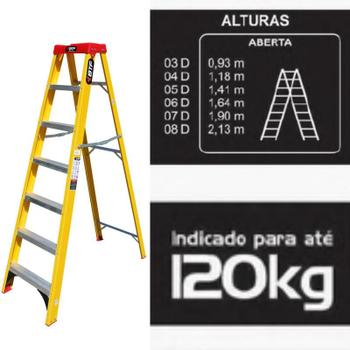 Imagem de Escada de Fibra Tesoura Prática 6 Degraus BTF EFP9901