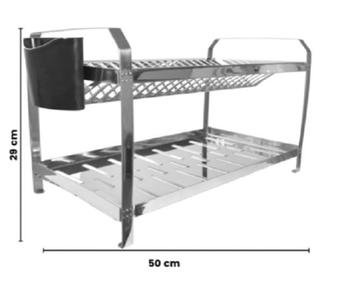 Imagem de Escorredor de aço inox 20 pratos c/ porta talher-Dinox