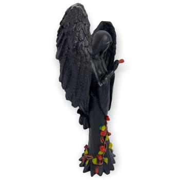 Imagem de Escultura Castiçal Anjo Negro Fêmea Ou Macho Em Resina 25 Cm