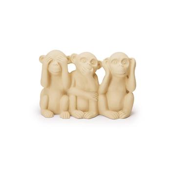 Imagem de Escultura Trio Macacos Sábios em Cimento Bege 12 x 18 x 8 cm