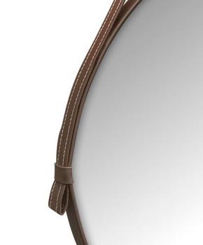 Imagem de Espelho Casa Decoração 40cm Adnet couro cor Marrom - Comprar Moveis em Casa