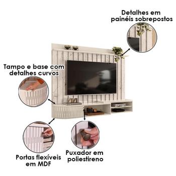 Imagem de Estante Home Theater Suspenso Ímola com Aparador Estoril e Mesa de Centro Indianápolis Calacata Off White  Madetec