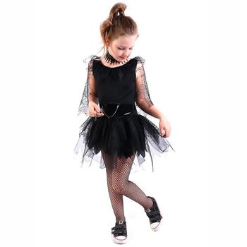 Imagem de Fantasia de Morcego Menina Vestido com Capa de Halloween