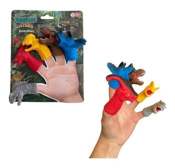 Imagem de Fantoche P/ Dedos T-Rex DinoPark Dinossauros 5 Dedoches Em Vinil Brinquedo Infantil - Bee Toys