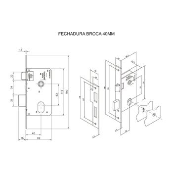 Imagem de Fechadura para Porta de Entrada Externa com Espelho Firenze 40mm MGM