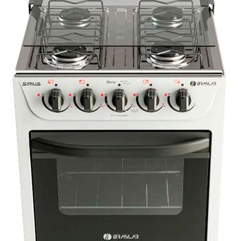 Imagem de Fogão New Sirius 4 Bocas Manual Mesa em Inox Forno Easy Clean Braslar