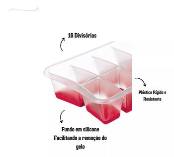 Imagem de Forma Gelo Retangular Médio 16 Divisórias Cubo Comum Fundo Silicone Flexível Base Quadrada Sanremo