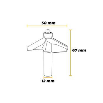 Imagem de Fresa Tupia Manual Nc Haste de 12mm Corte 1'' Widea