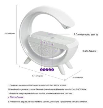 Imagem de G Speaker Branco Carregamento Por Indução Bluetooth Rgb