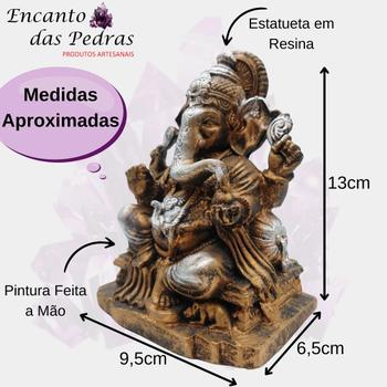 Imagem de Ganesha com Base - Roupa Dourada c/ Pele Prata