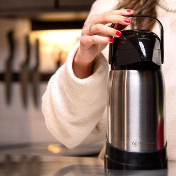 Imagem de Garrafa Térmica 100% Inox 1.2L Bomba Pressão Café Quente 20H Termolar