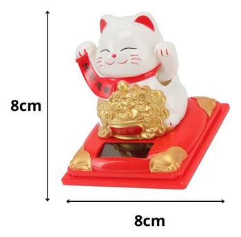 Imagem de Gato Da Sorte Atrai Dinheiro Maneki Neko Branco Japones 