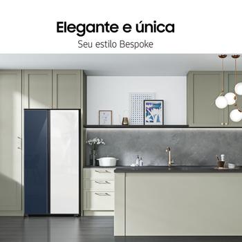 Imagem de Geladeira Samsung Bespoke Side by Side com Porta de Abertura Automática 590L Cor Clean Navy e Clean White