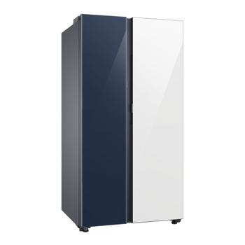 Imagem de Geladeira Samsung Bespoke Side by Side com Porta de Abertura Automática 590L Cor Clean Navy e Clean White