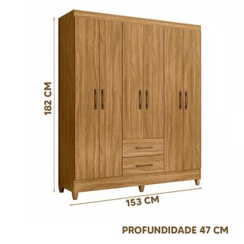 Imagem de Guarda Roupa Casal Pequeno 6 Portas 153cm Freijó