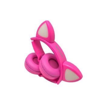 Imagem de Headphone bluetooth gatinho led microfone fm hf-c290bt-pink