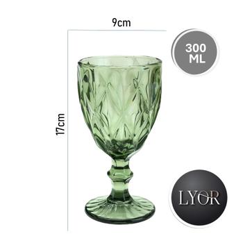 Imagem de Jogo 8 Taças de Vidro Diamond Cor Verde para Água Vinho Lyor 300ml