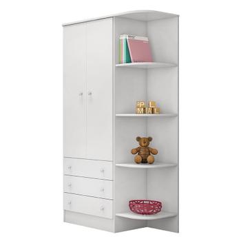 Imagem de Jogo de Quarto Infantil Doce Sonho Guarda Roupa 2 Portas e Cômoda 1 Porta Branco - Qmovi