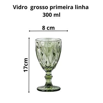 Imagem de Jogo De Taças Vidro Primeira Linha Copos Para Vinho Agua Varias Cores Linha Diamond