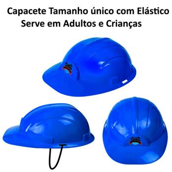 Imagem de Kit 10 Capacetes Construtor Fantasia Operário Infantil Tamanho único p/ Festa Azul