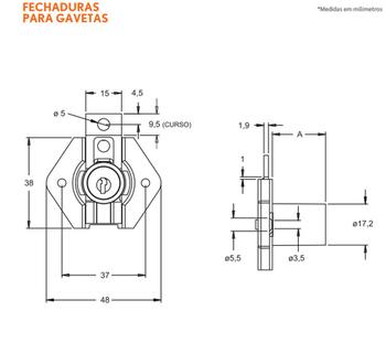 Imagem de Kit 10 Fechaduras para Móveis 301 Corpo 22mm Stam Cromado