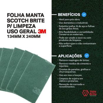 Imagem de Kit 10 Folha Manta Abrasiva P/Pós Obra Limpeza Scotch Brite