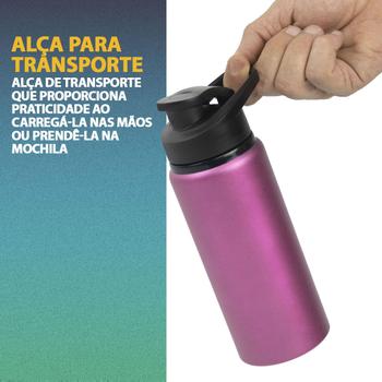 Imagem de Kit 10 Garrafa Squeeze 600ml De Alumínio Garrafinha Água Gelada Para Academia Fitness Com Alça