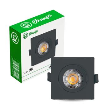 Imagem de Kit 10 Luminária Led Spot 5W Preto Redondo Quadrado Embutido Bivolt