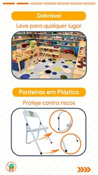 Imagem de Kit 2 Cadeira Infantil Dobrável Em Aço Resistente Até 40 Kg Ideal P/ Crianças Cores Estampas Divertidas Não Risca Chão