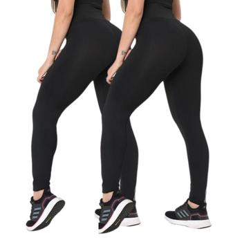 Imagem de Kit 2 Calças Leggin Suplex elástica Academia Esporte feminina Moda Maior secagem rápida confortável