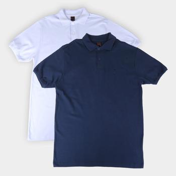 Imagem de Kit 2 Camisas Polo Básicos Lisa Masculina