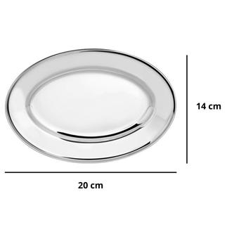 Imagem de Kit 2 Peças Bandeja Travessa Aço Inox 20cm Oval Para Servir