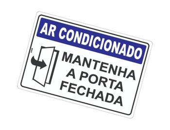 Imagem de kIT 2 Placas de Sinalização Ar Condicionado Mantenha a Porta Fechada