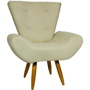 Imagem de Kit 2 Poltronas Decorativas Para Sala Emília + Puff Emília Suede Cores Pé Castanho - Clique E Decore